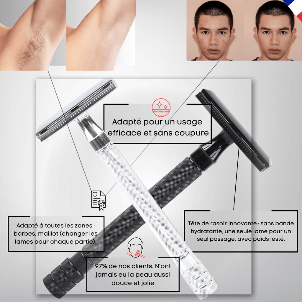 KIT DE RASAGE ANTI - IRRITATIONS COMPLET– ZÉRO FEU DU RASOIR & POILS INCARNÉS pour homme – rasage de précision sans irritation | Barbenoire