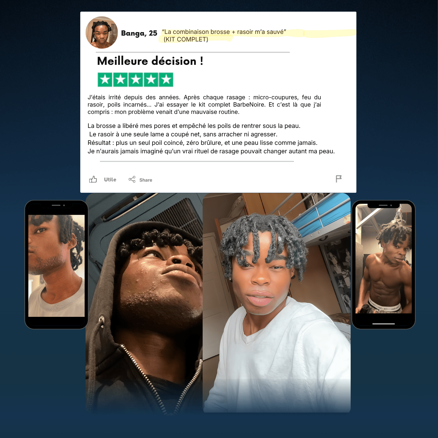 KIT RASAGE & EXFOLIANT BARBE NOIRE ® pour homme – rasage de précision sans irritation | Barbenoire