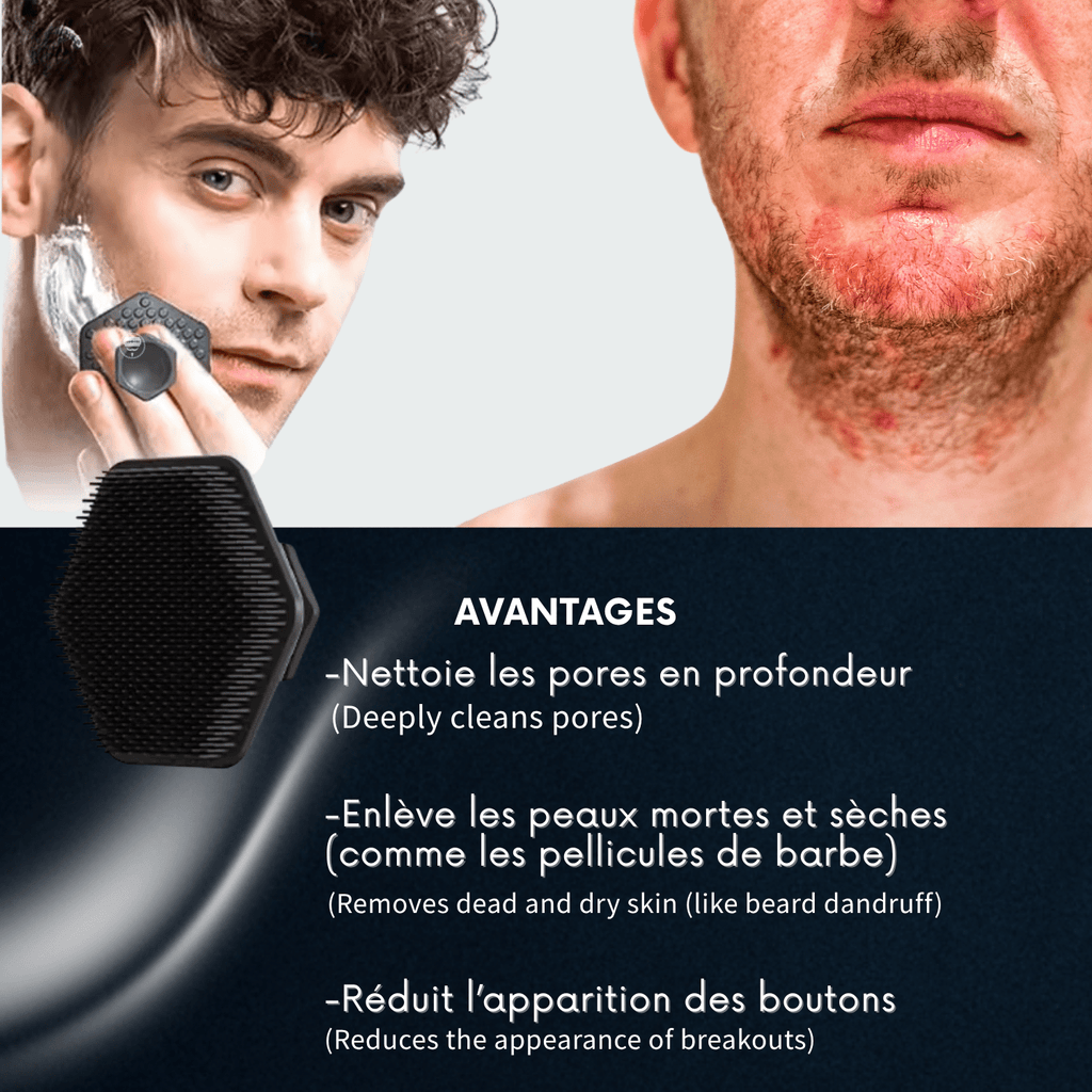 BROSSE EXFOLIANTE PRO BARBE NOIRE® pour homme – rasage de précision sans irritation | Barbenoire