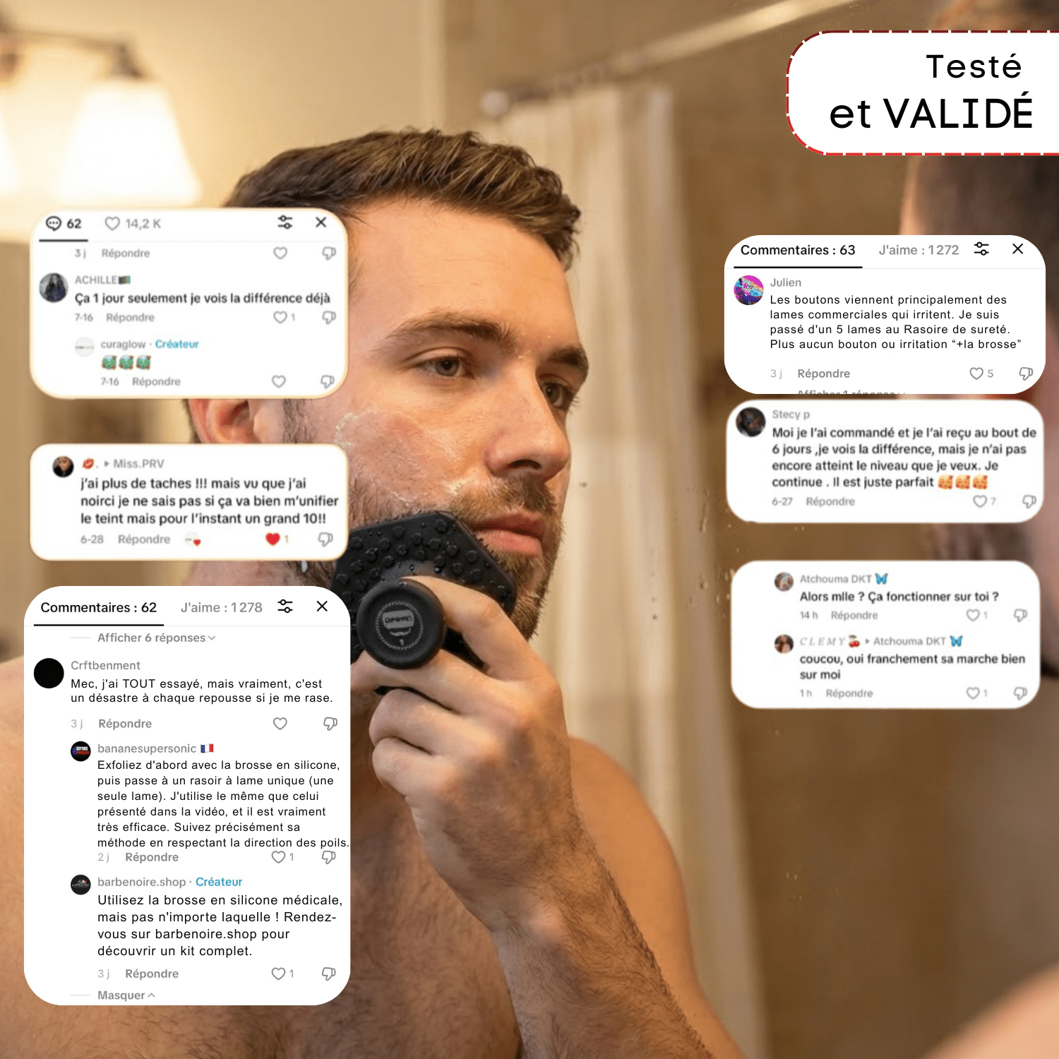 KIT DE RASAGE ANTI - IRRITATIONS COMPLET– ZÉRO FEU DU RASOIR & POILS INCARNÉS pour homme – rasage de précision sans irritation | Barbenoire