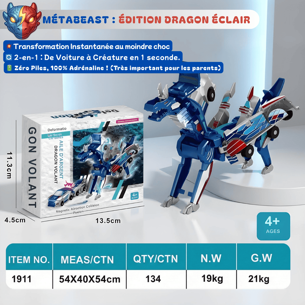 Méta - Beast™ : Voiture Dinosaure à Fusion Magnétique – Transformation Instantanée par Collision (2 - en - 1) pour homme – rasage de précision sans irritation | Barbenoire